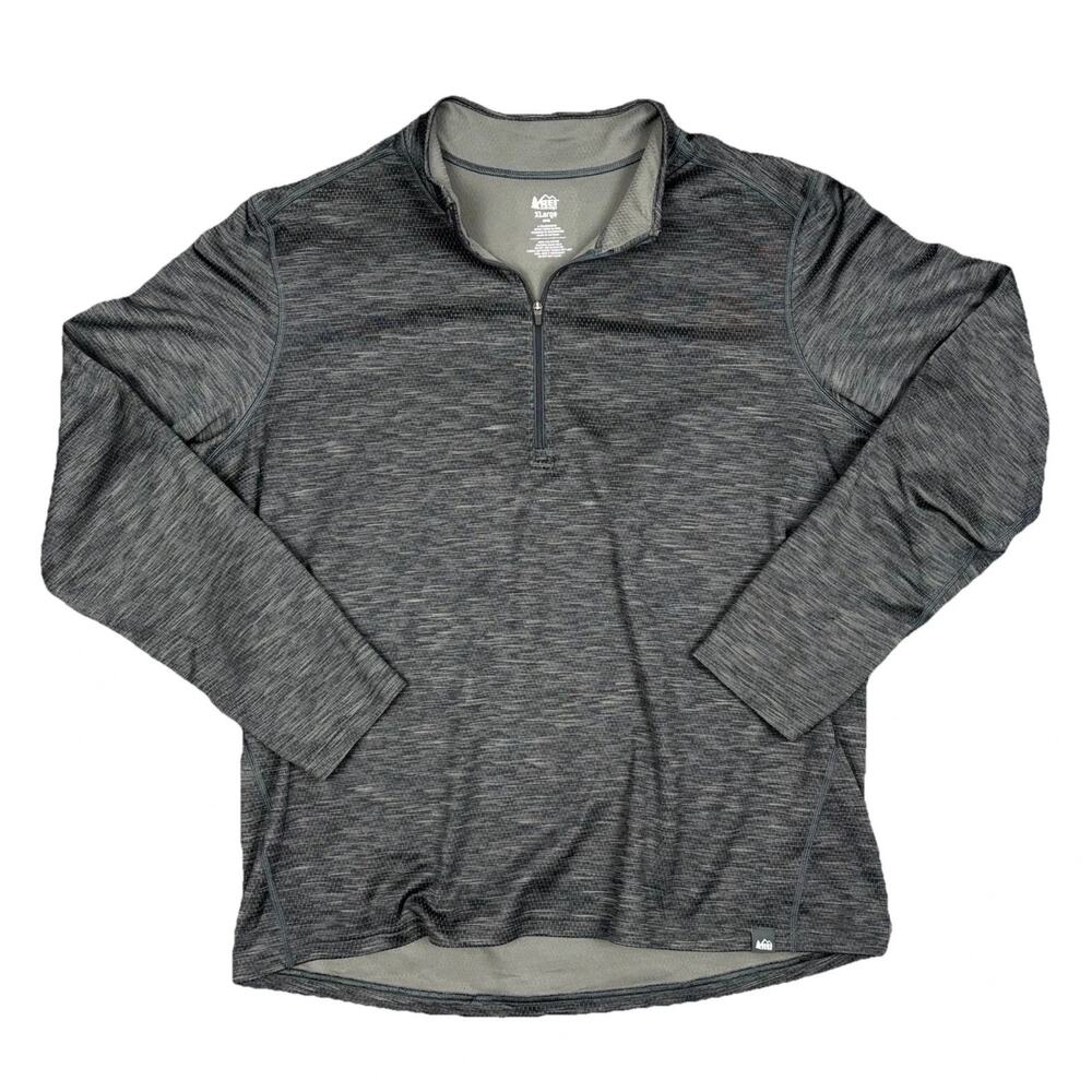 REI 1/4 Zip Pullover Top Mens XL Dark Gray Lightweight Base Layer‎ Hiking Shirt